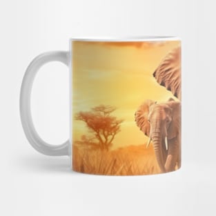 Elephant Animal Wildlife Wilderness Colorful Realistic Illustration Mug